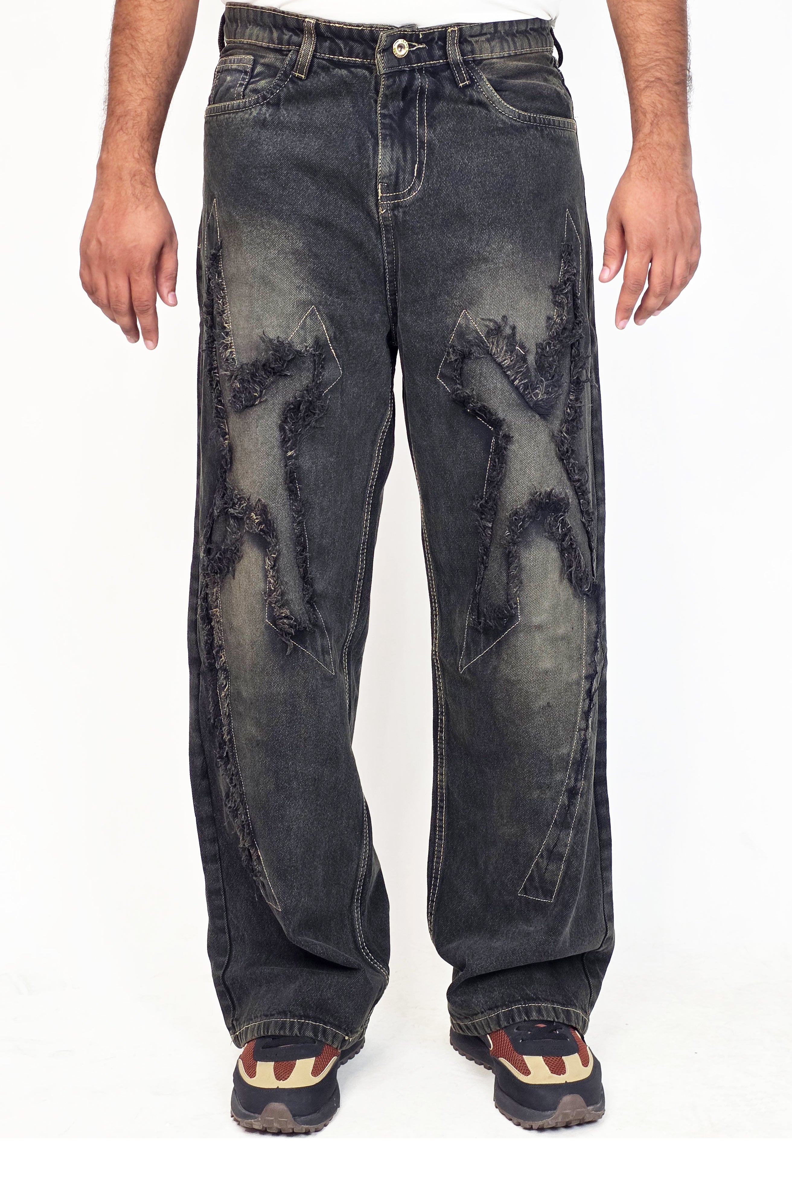 Ripped Patchwork Baggy Denim