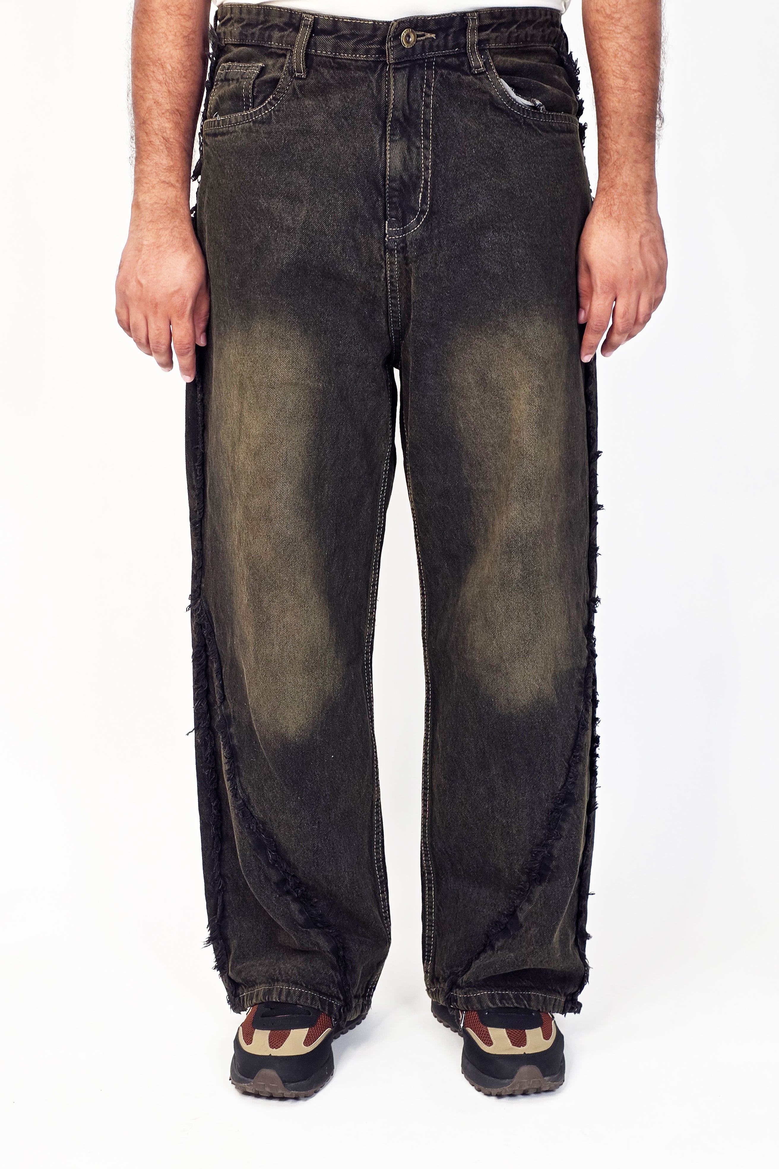 Midnight Fray Wide-Leg Denim