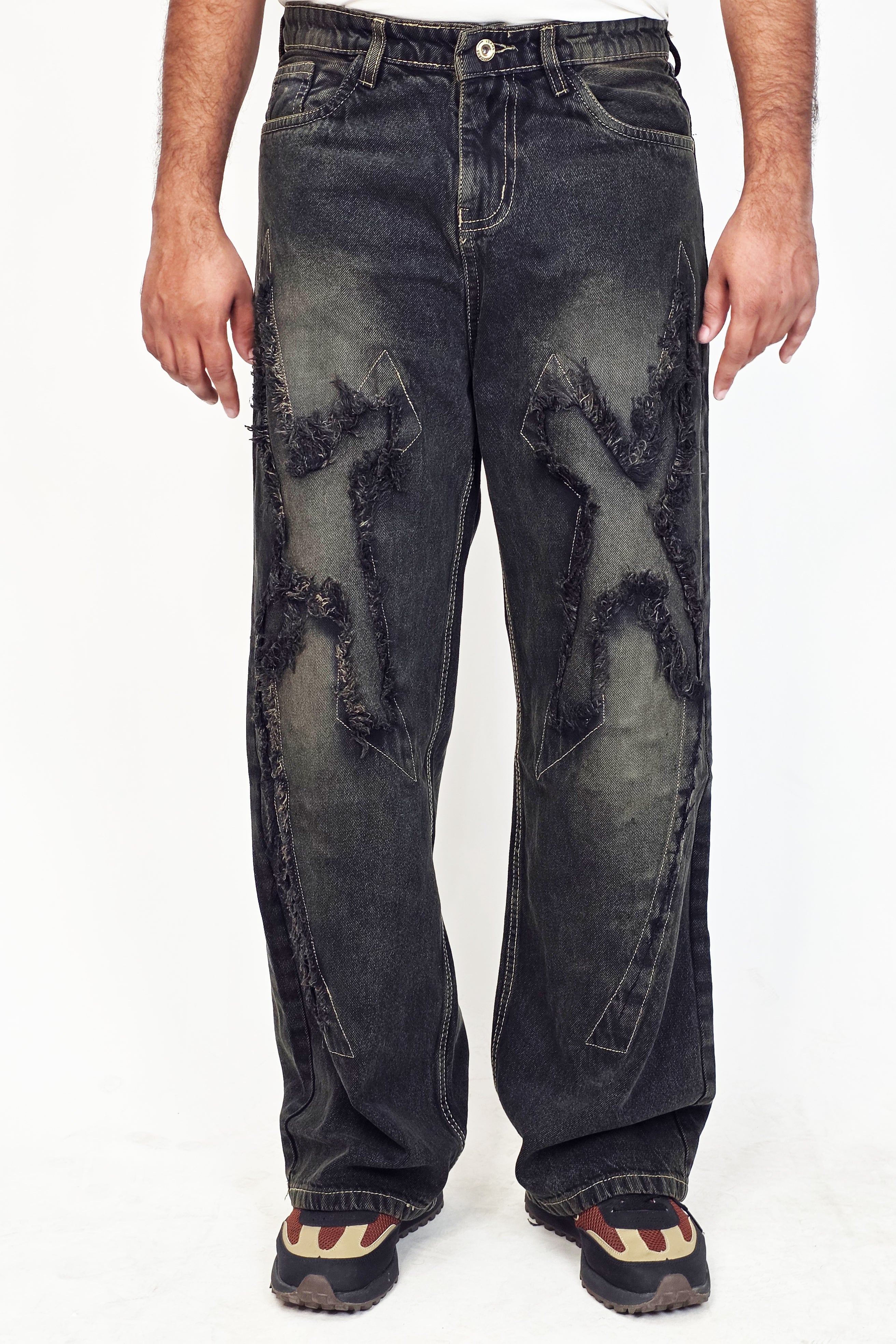 Ripped Patchwork Baggy Denim