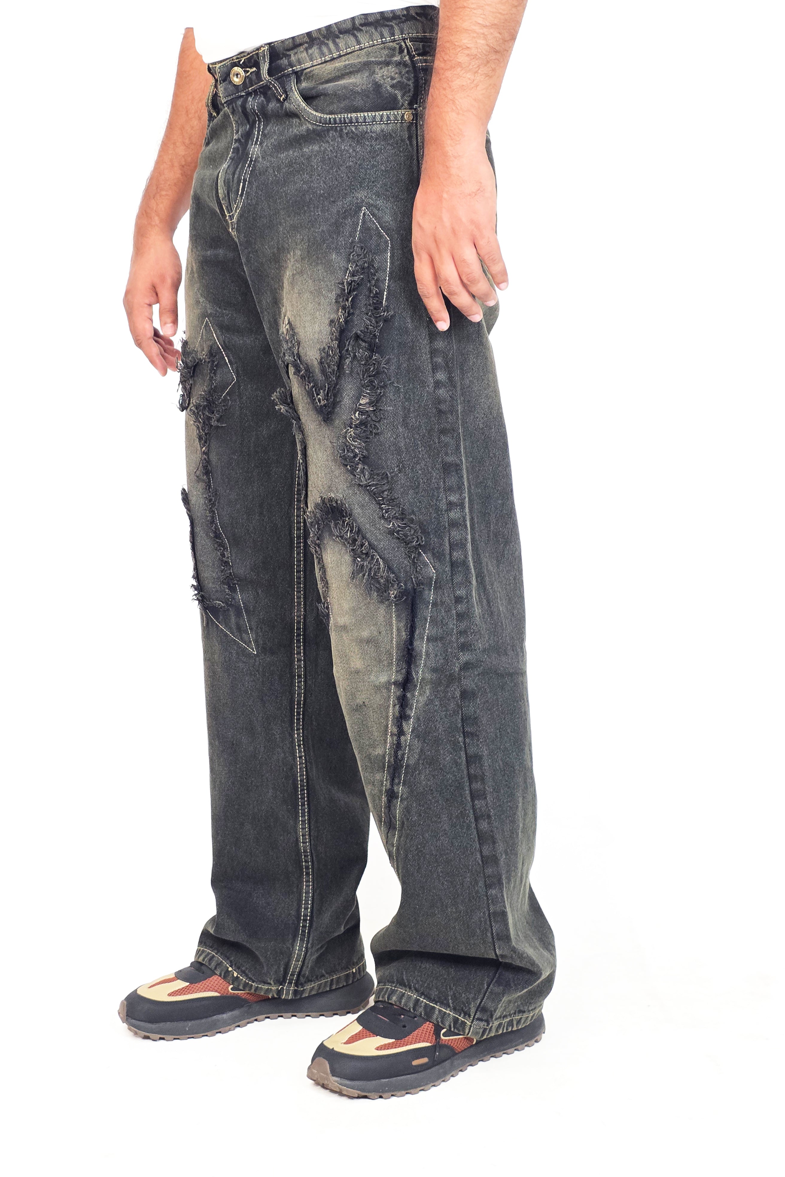 Ripped Patchwork Baggy Denim