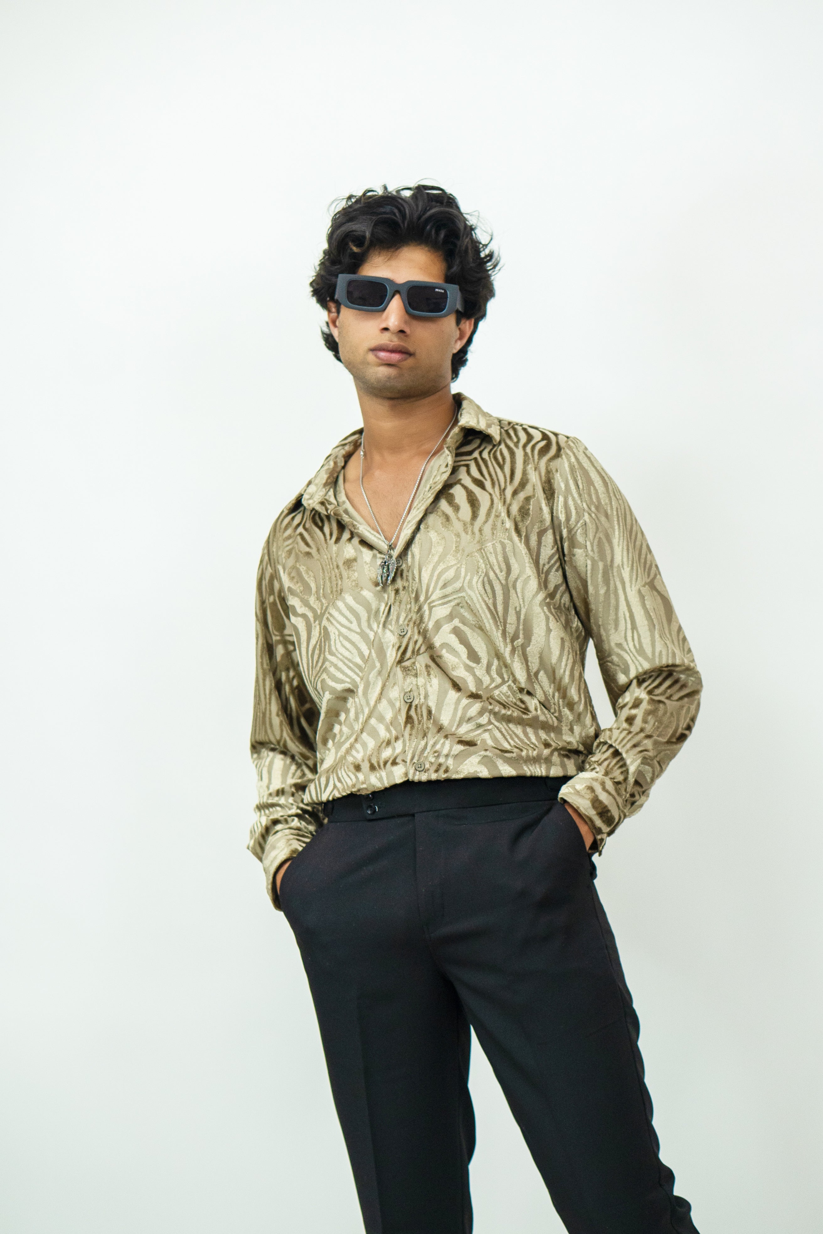 Dredge  Golden Zebra Print Party Wear Dredge