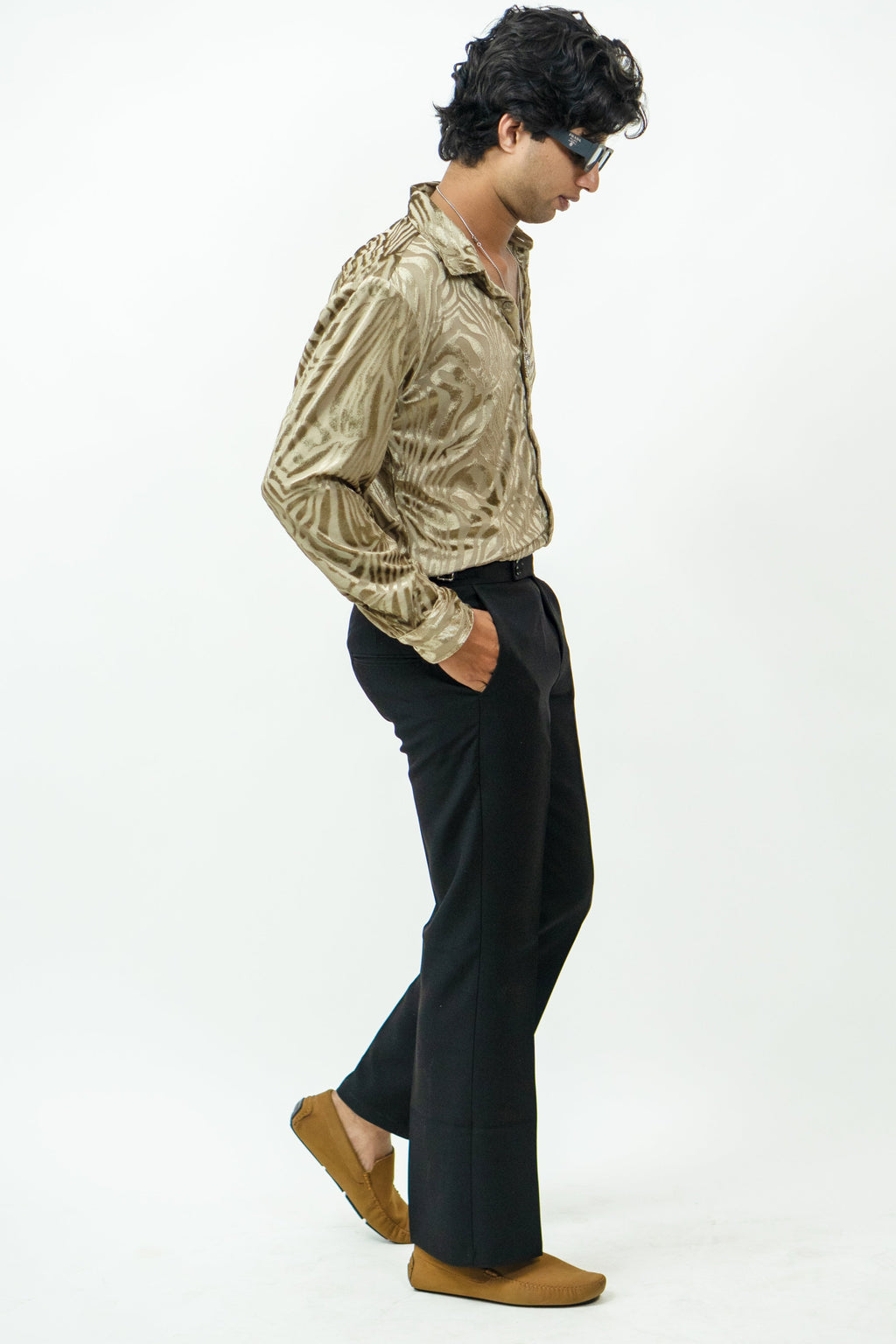 Dredge  Golden Zebra Print Party Wear Dredge