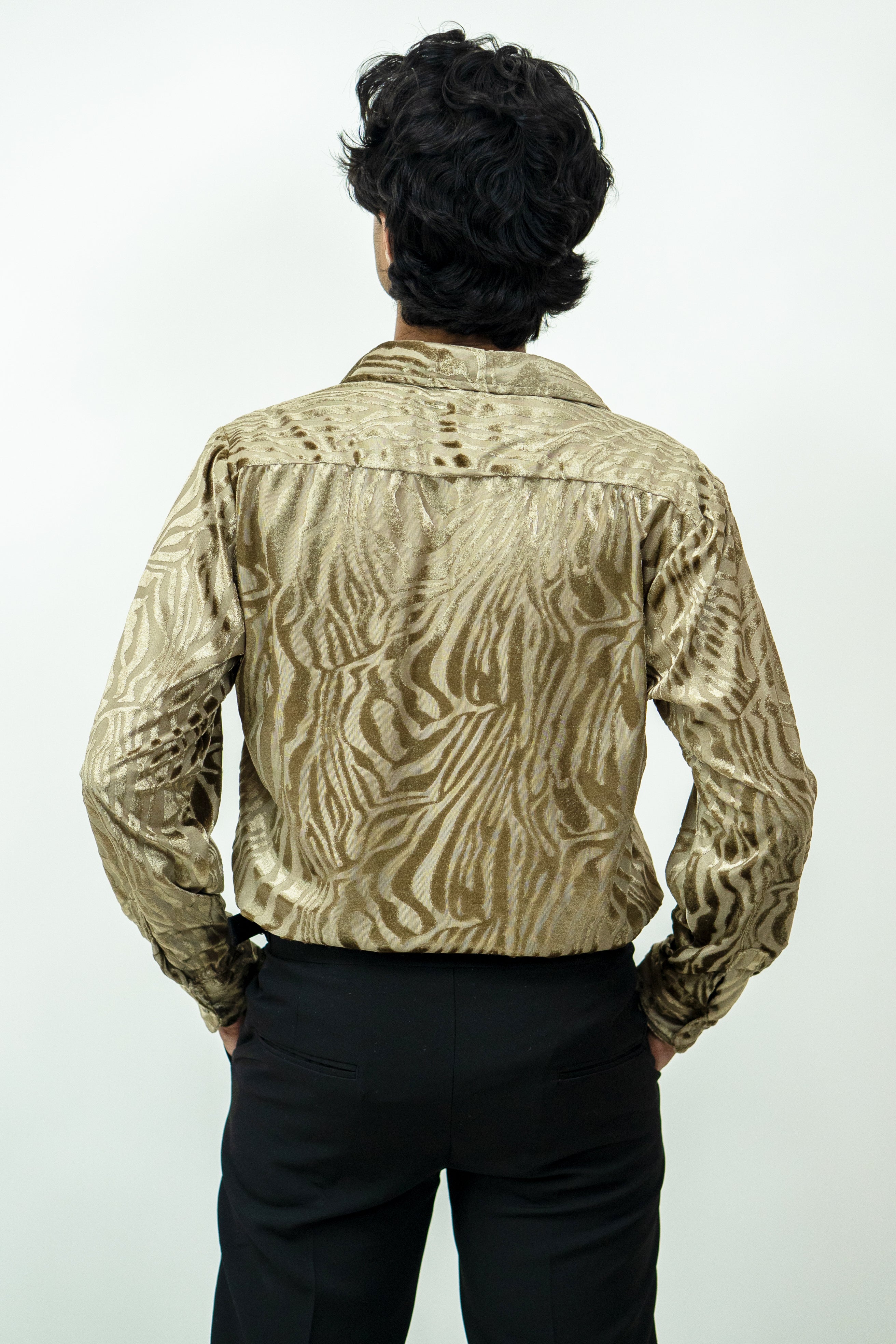 Dredge  Golden Zebra Print Party Wear Dredge