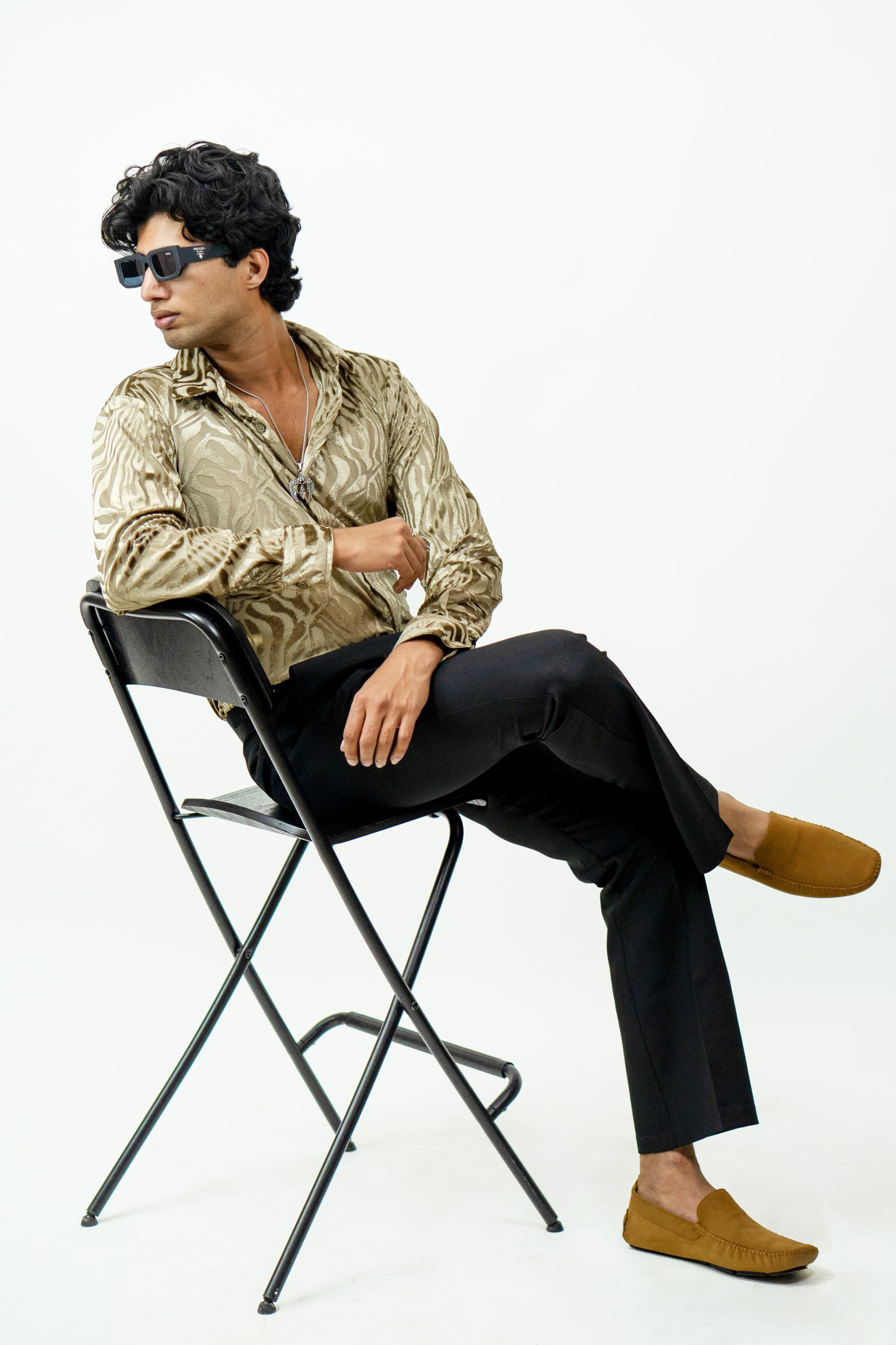 Dredge  Golden Zebra Print Party Wear Dredge