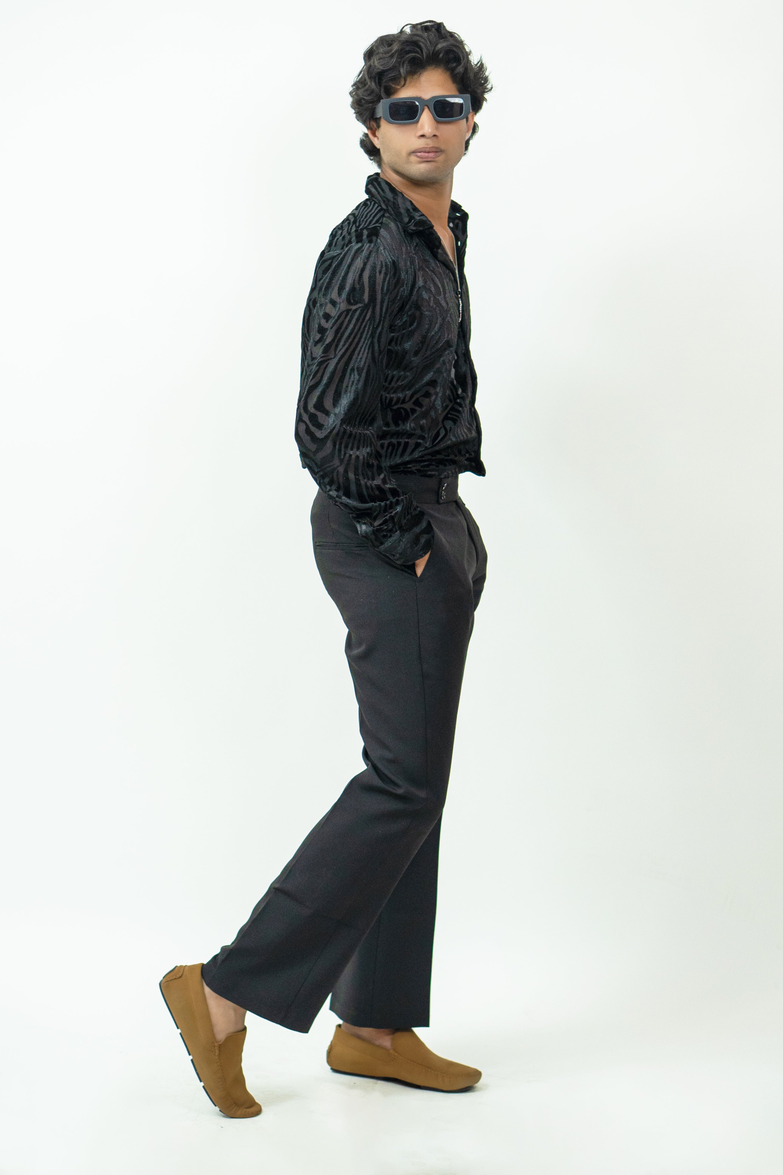 Dredge Black Zebra Print Party Wear Dredge