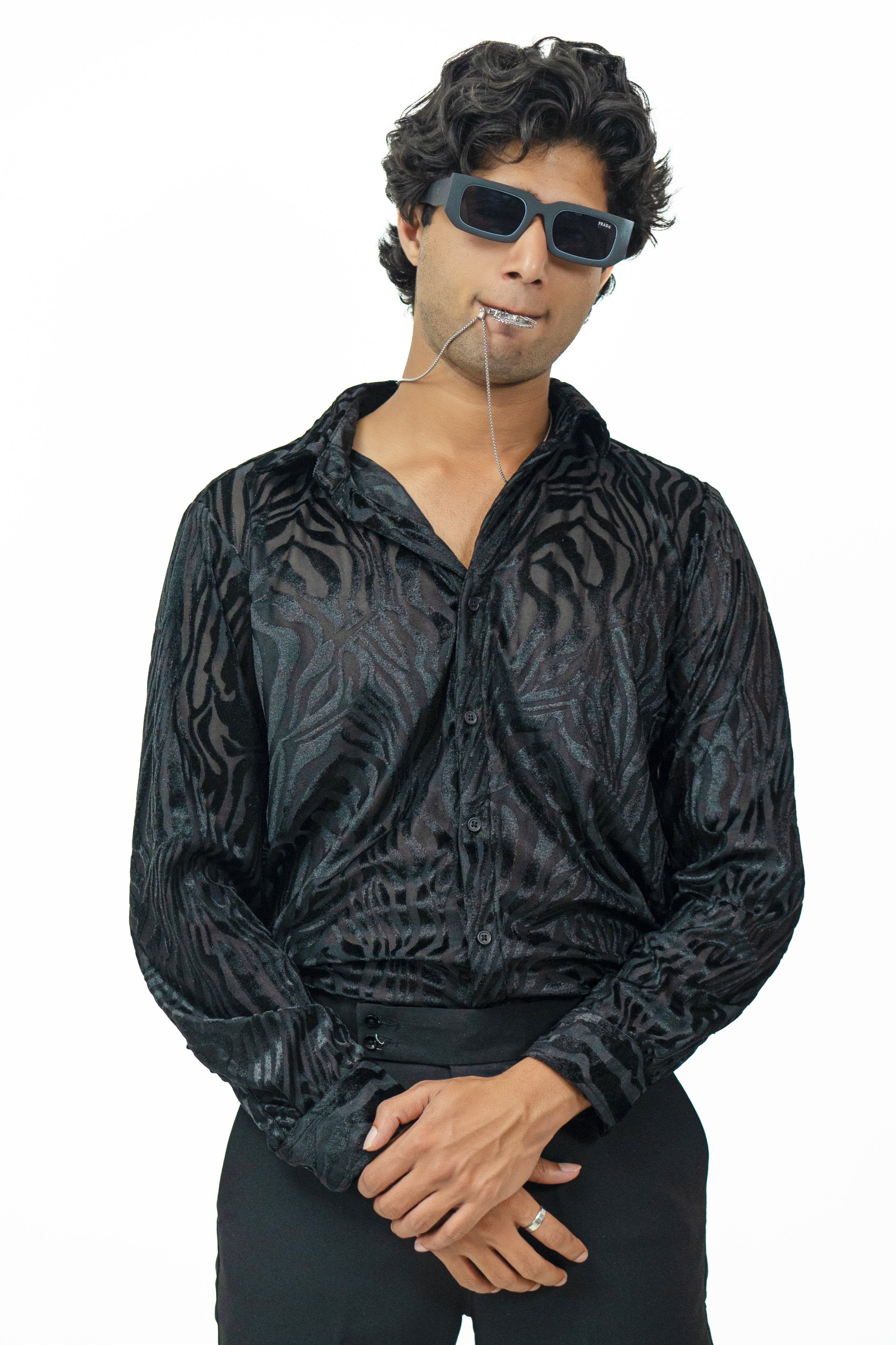 Dredge Black Zebra Print Party Wear Dredge