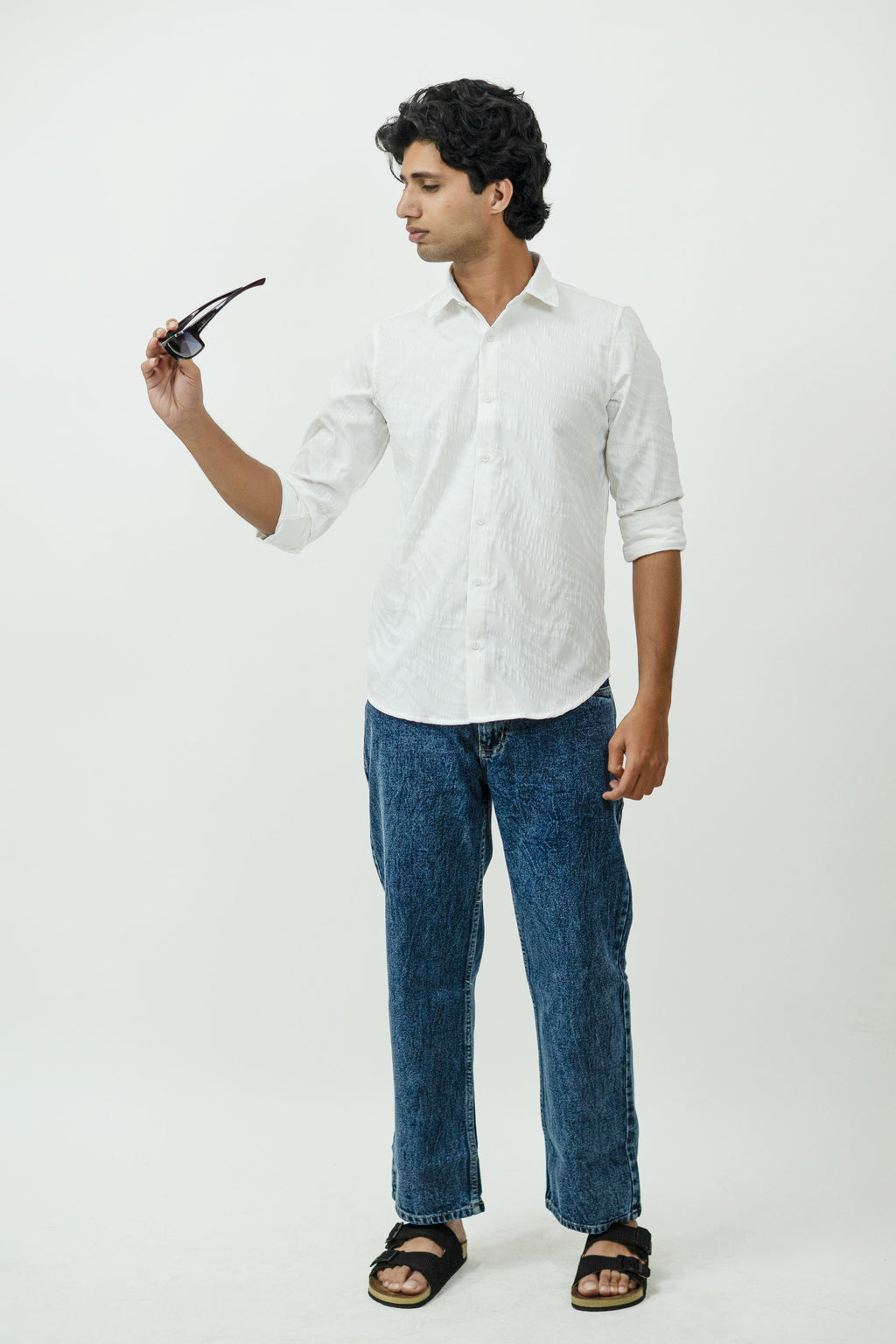 Dredge Textured White Jacquard Shirt Dredge