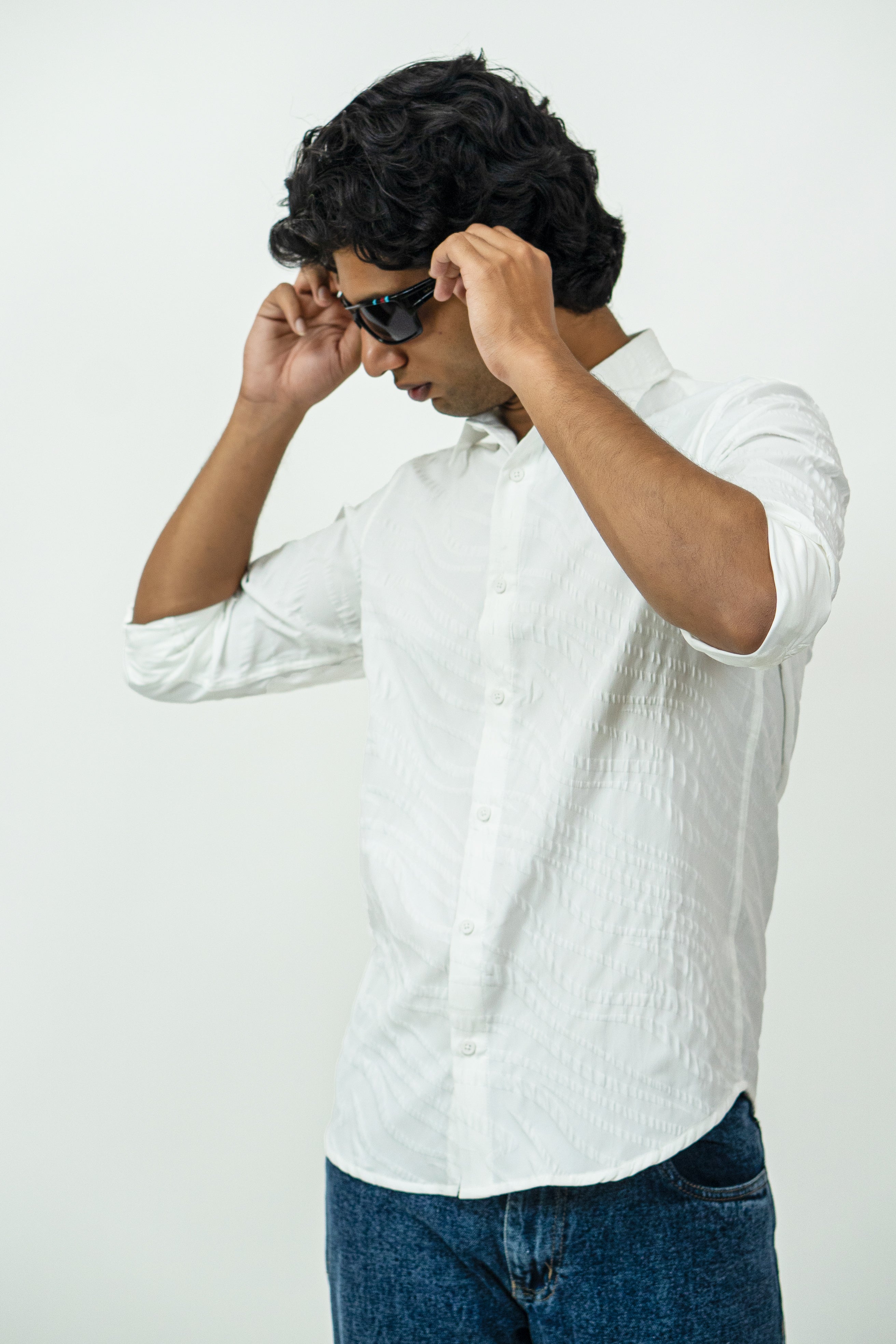 Dredge Textured White Jacquard Shirt Dredge