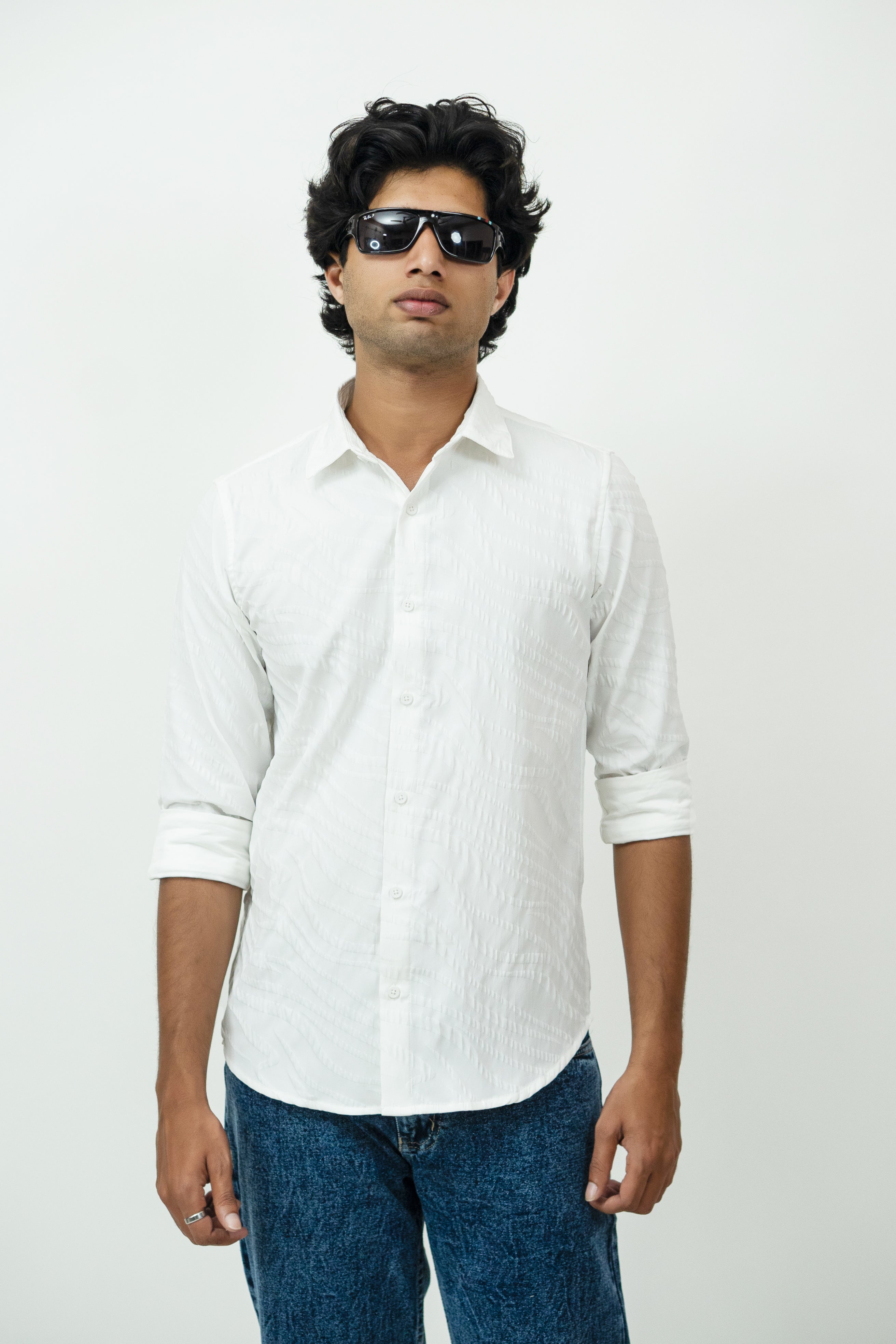 Dredge Textured White Jacquard Shirt Dredge