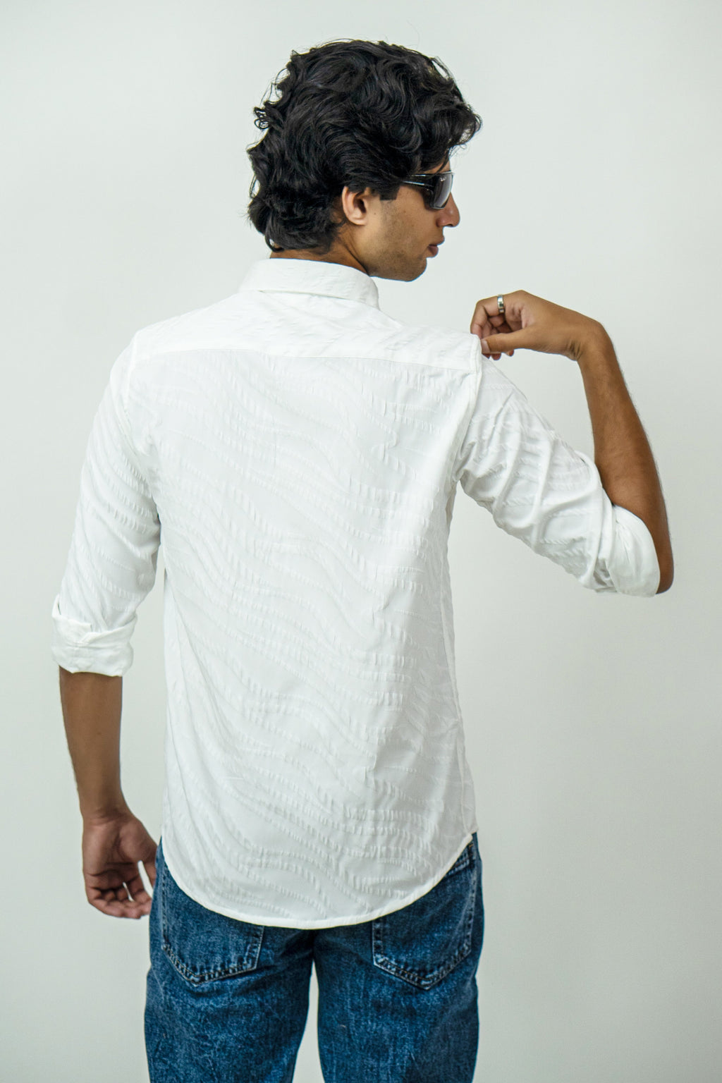 Dredge Textured White Jacquard Shirt Dredge