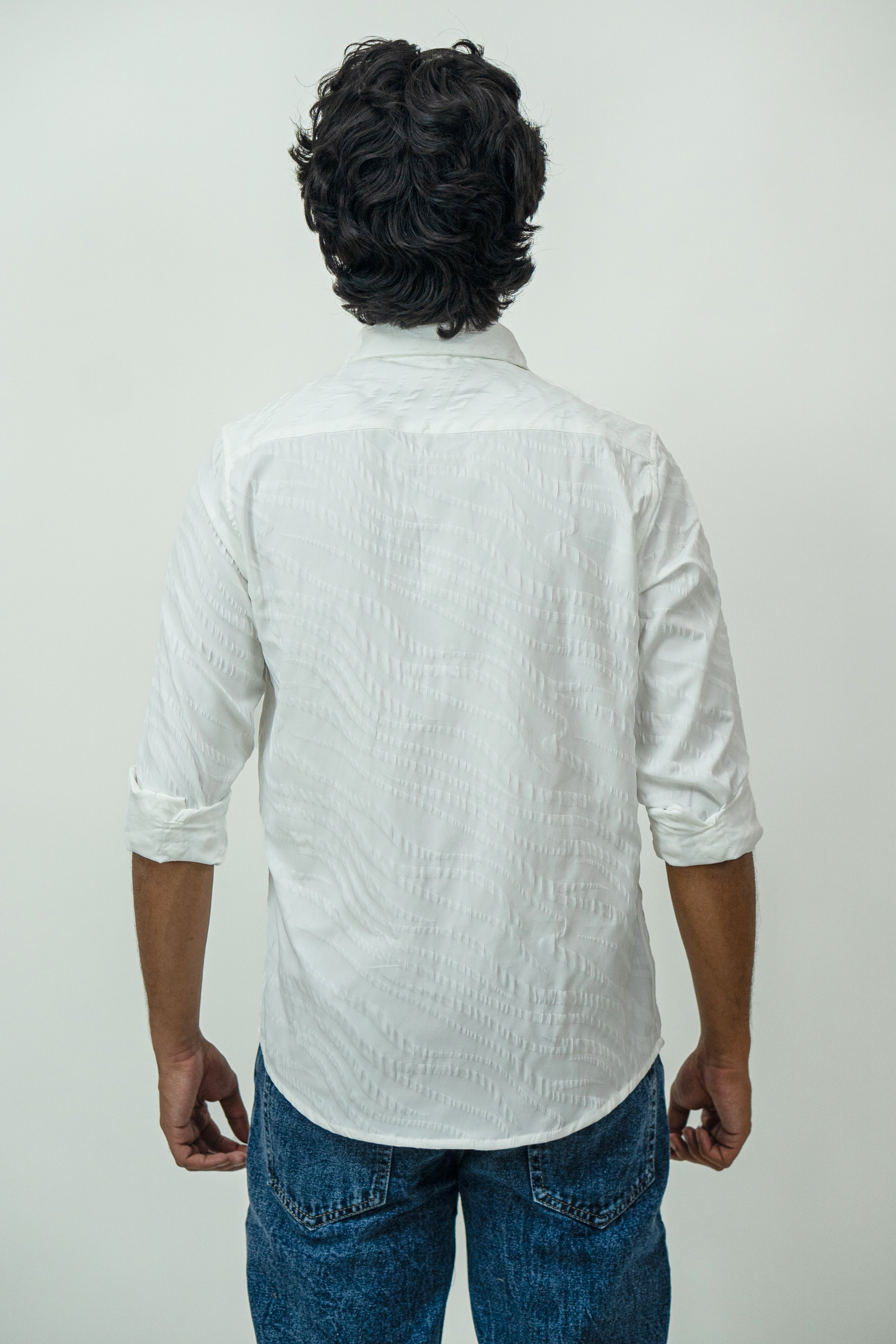 Dredge Textured White Jacquard Shirt Dredge