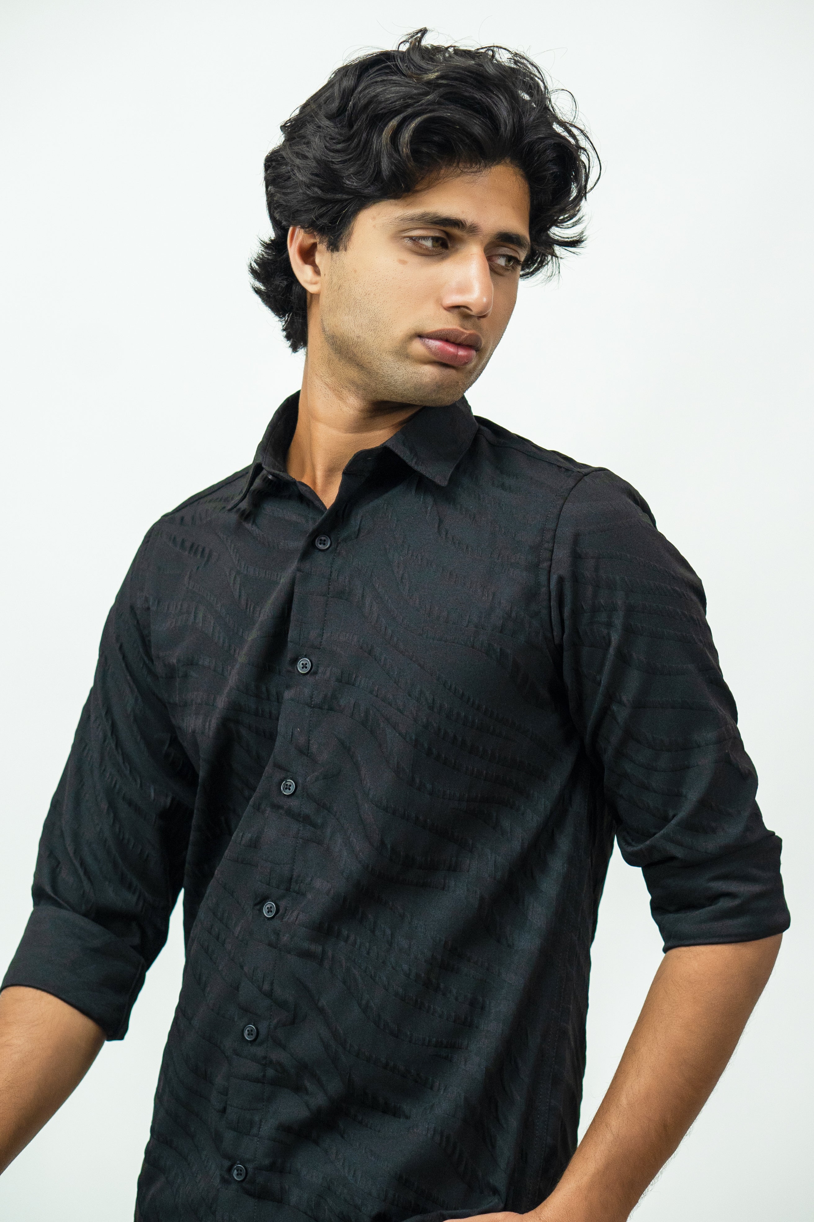 Dredge Textured Black Jacquard Shirt Dredge