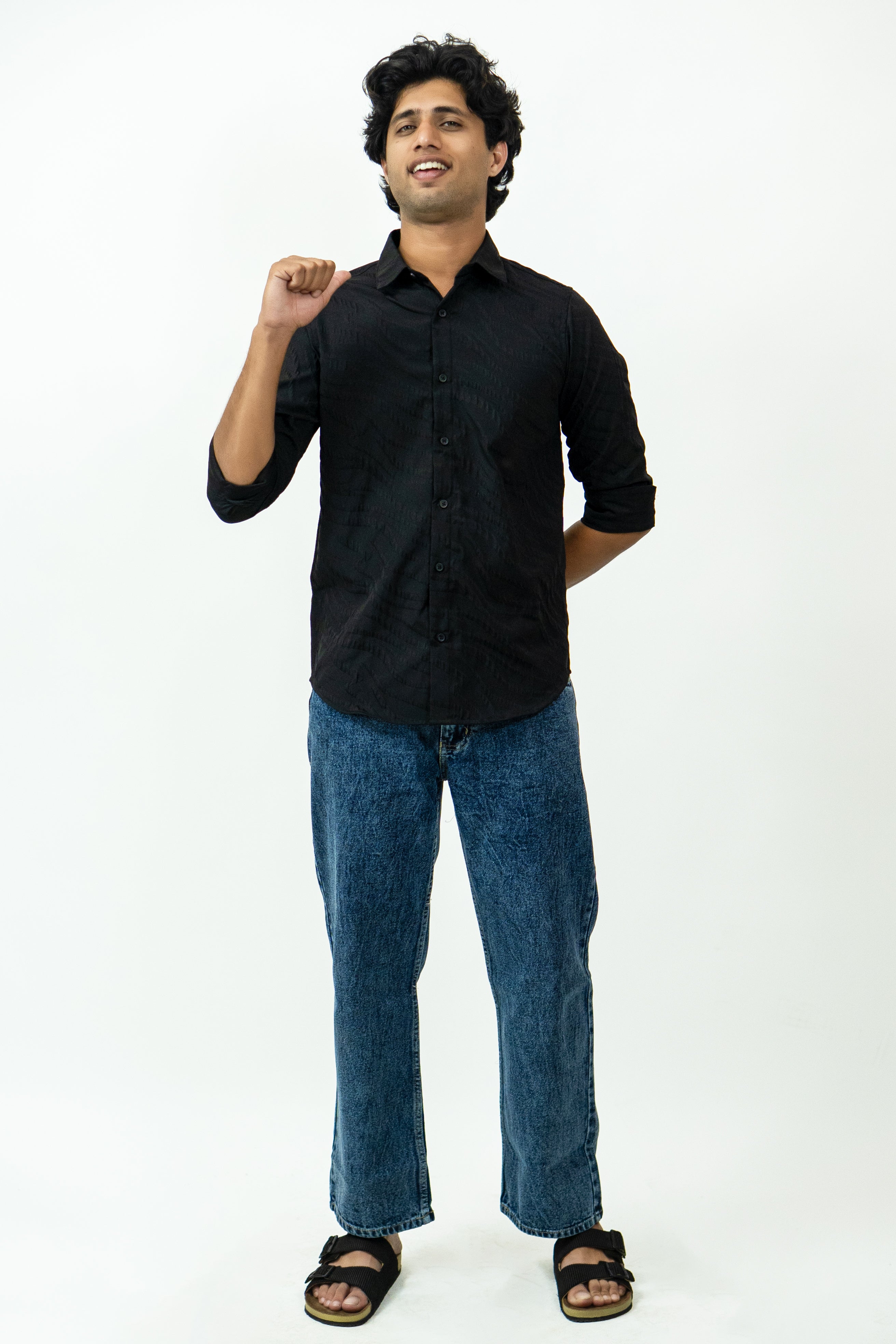 Dredge Textured Black Jacquard Shirt Dredge