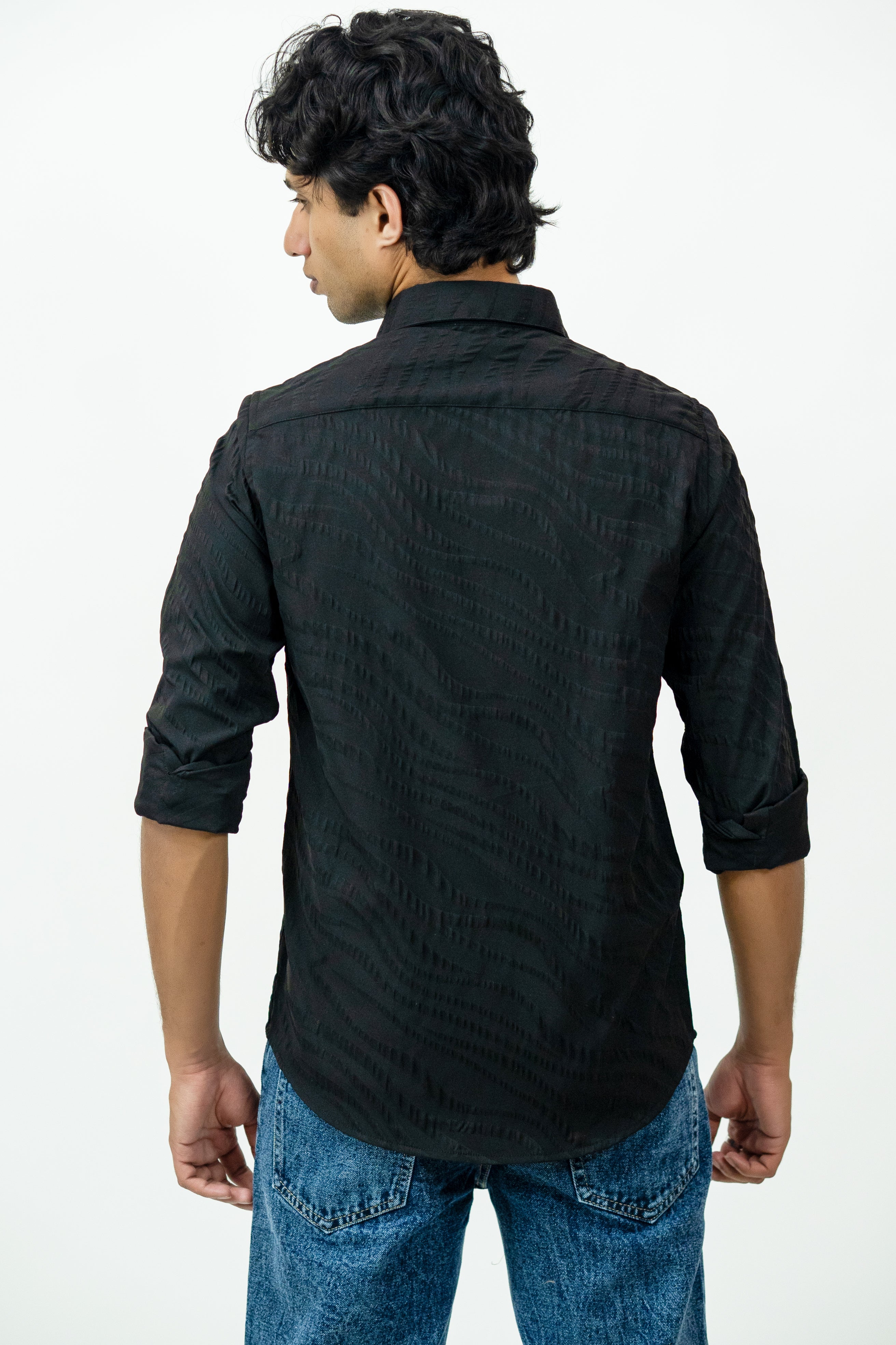 Dredge Textured Black Jacquard Shirt Dredge