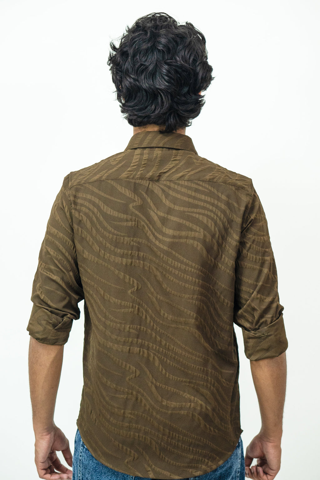 Dredge Textured Dark Brown Jacquard Shirt Dredge