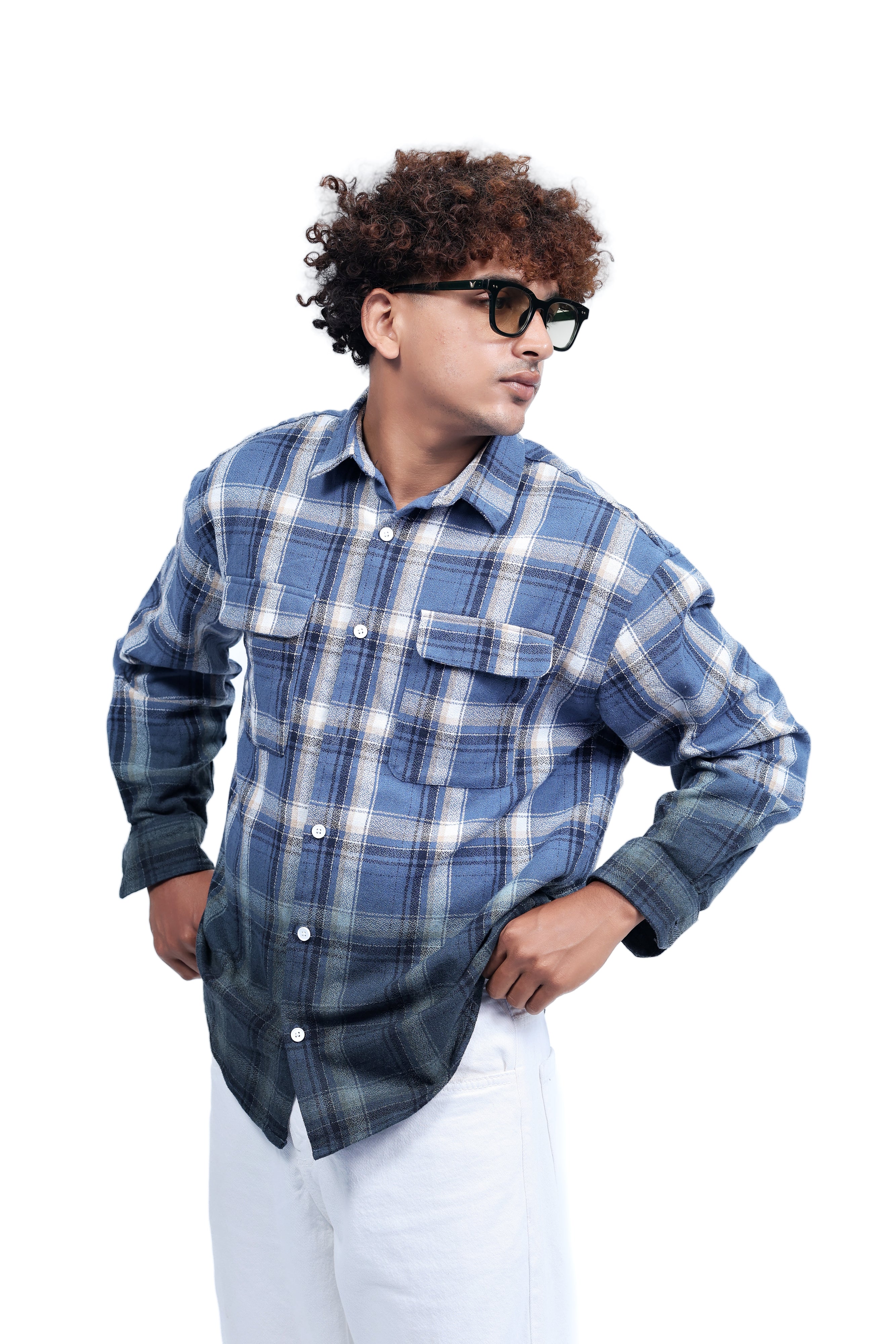 Dredge Men's Dyed Shirts Gradient Blue-Green
