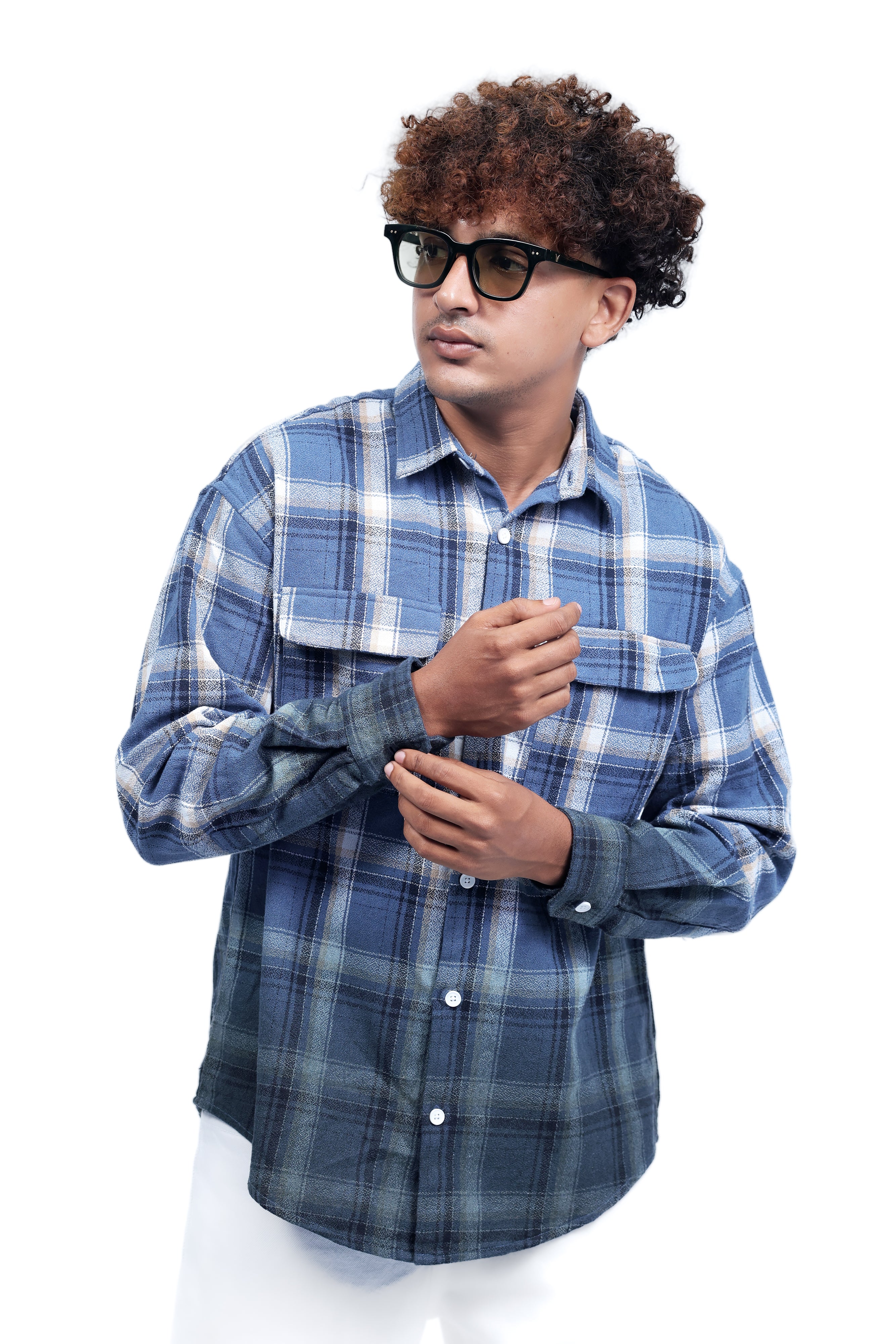 Dredge Men's Dyed Shirts Gradient Blue-Green