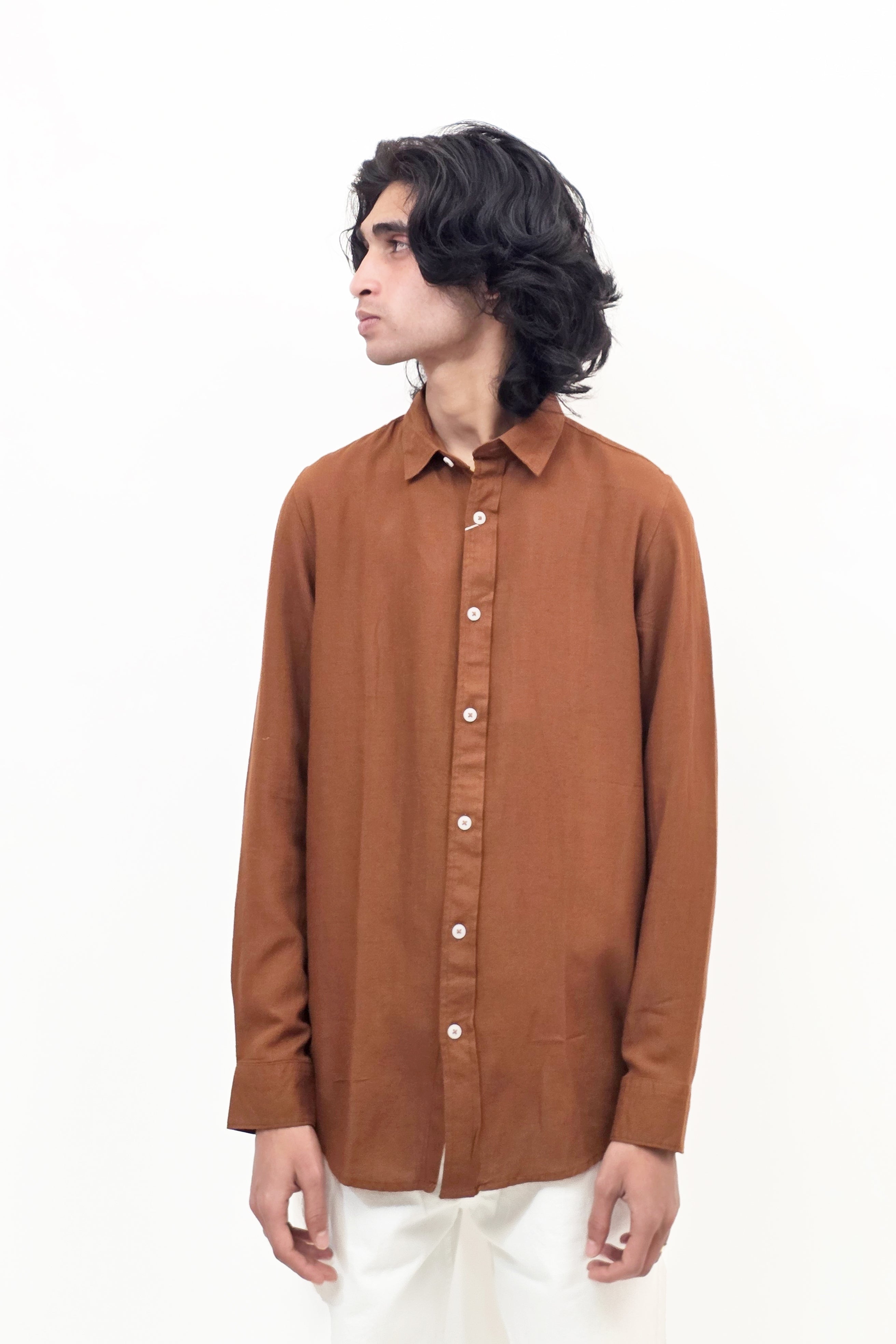 Linen Rust Brown Shirt