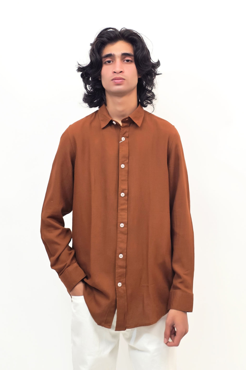 Linen Rust Brown Shirt
