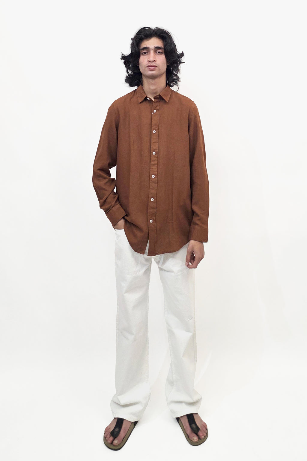 Linen Rust Brown Shirt