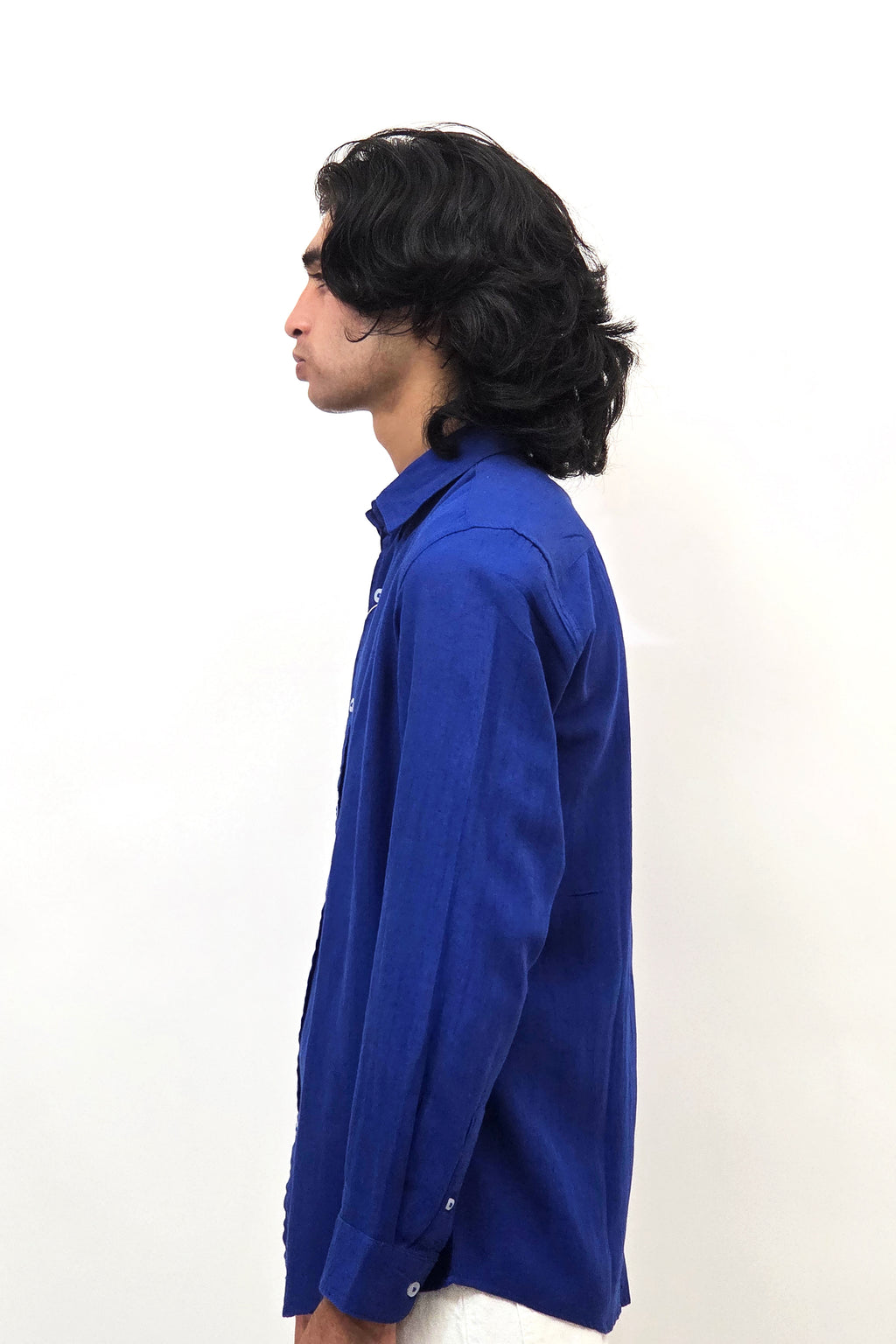 Linen Dark Denim Blue Shirt