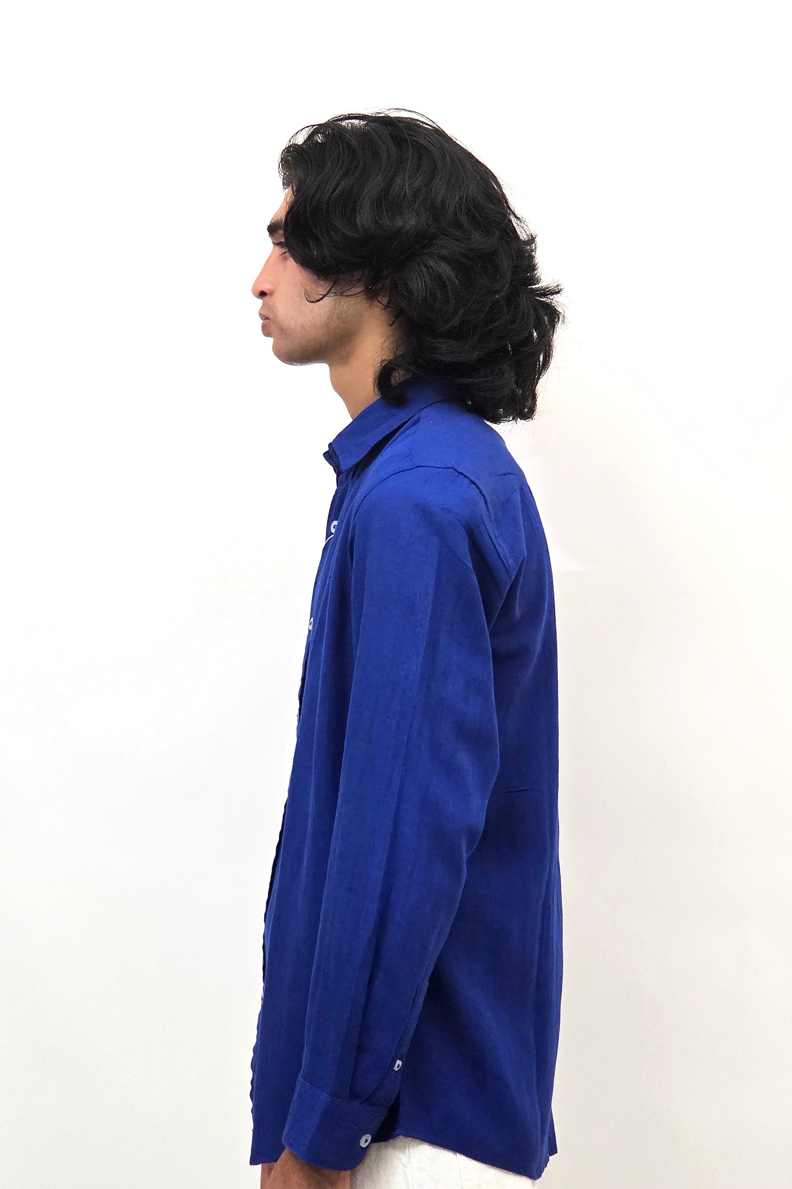 Linen Dark Denim Blue Shirt