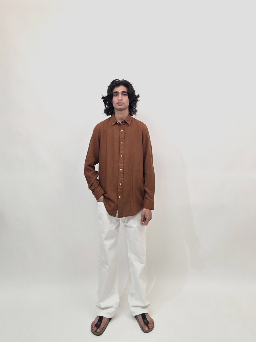 Dredge Linen Rust Brown Shirt