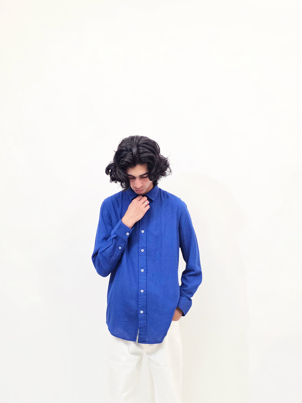 Dredge Linen Dark Denim Blue Shirt