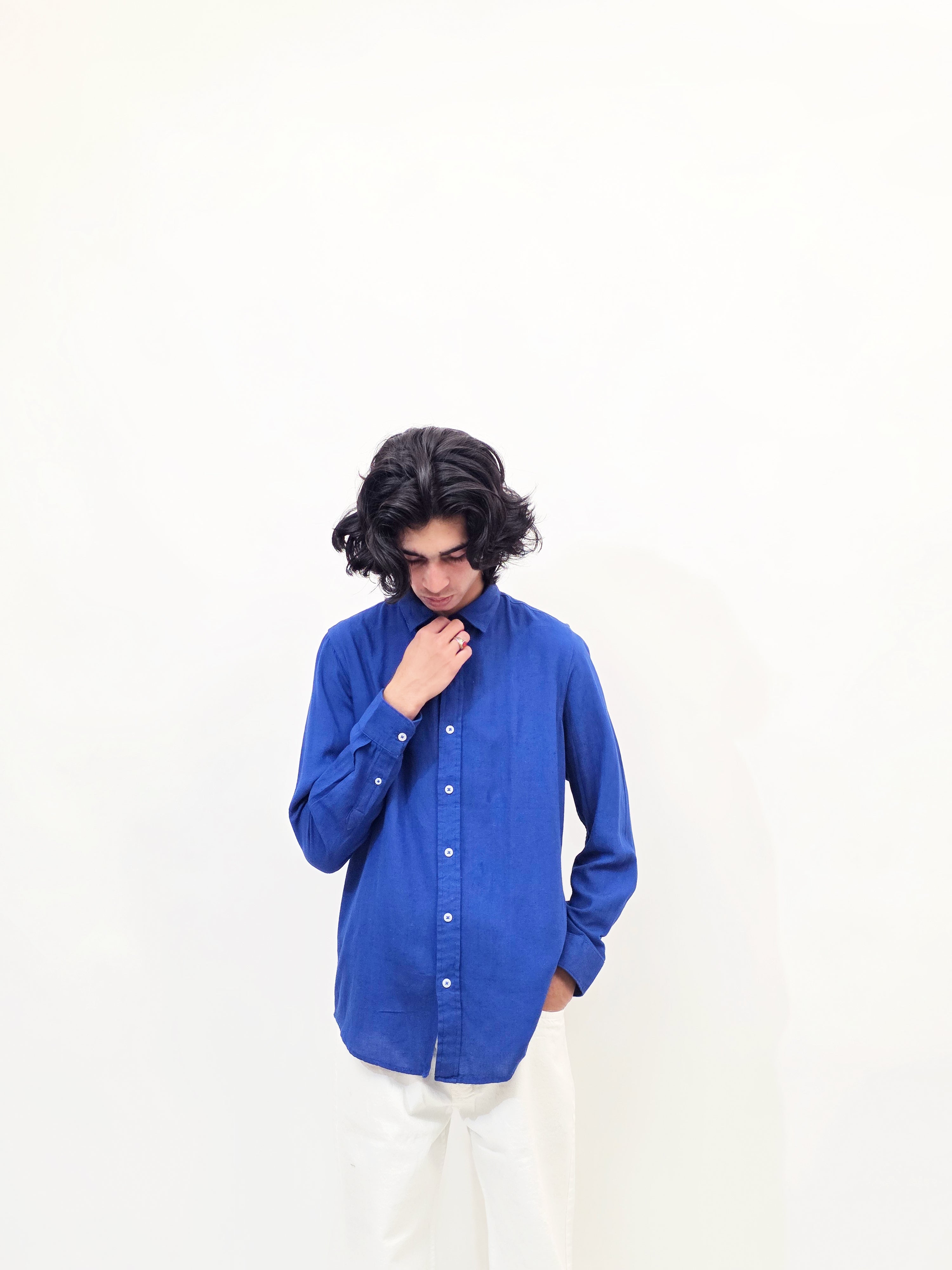 Dredge Linen Dark Denim Blue Shirt